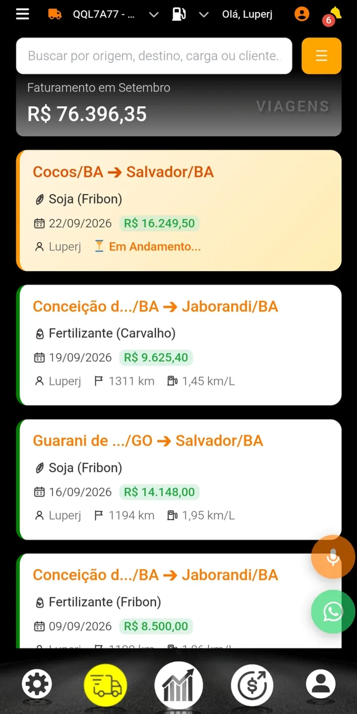 Lista de viagens